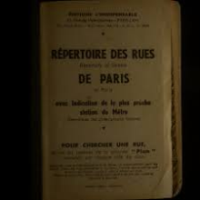 Répertoire des rues de Paris avec Indication de la plus proche station du Métro Repertory of Streets of Paris Determines of Underground Stations